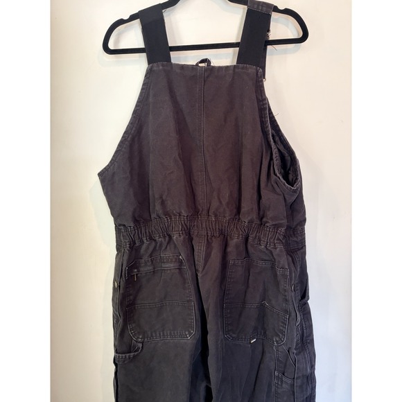 Berne Insulated Workwear Bib Overalls Womens XL Black Canvas Quilted Lined - Picture 8 of 8
